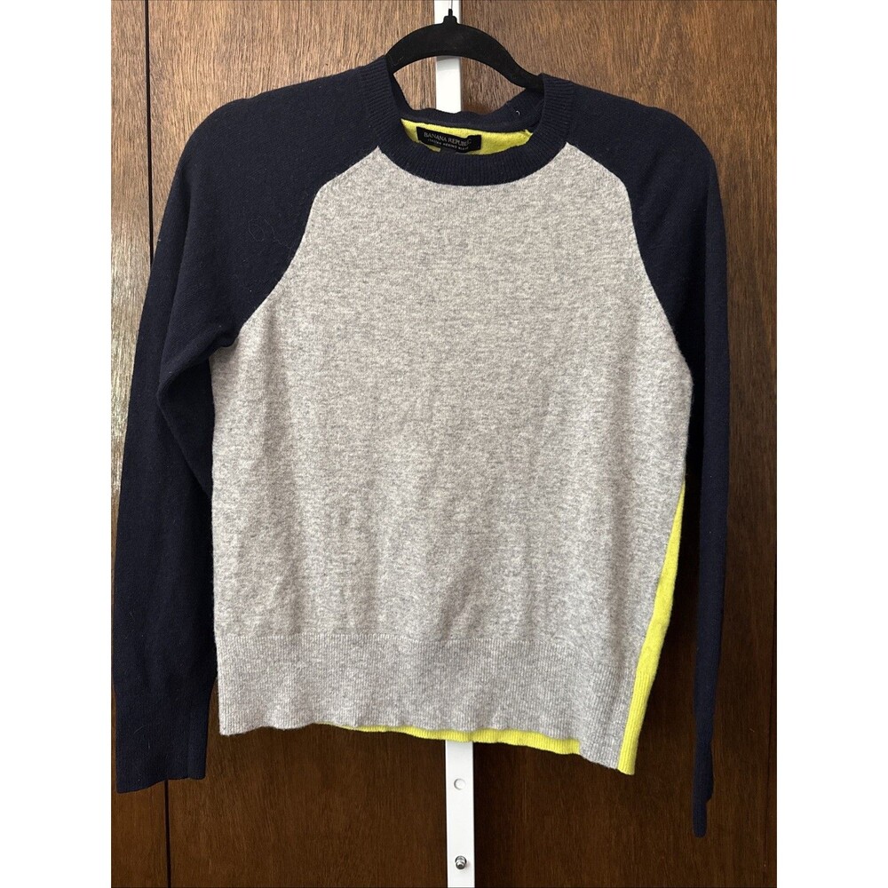 BANANA REPUBLIC Women’s SM Extra Fine Merino Wool Sweater Color Block Crewneck